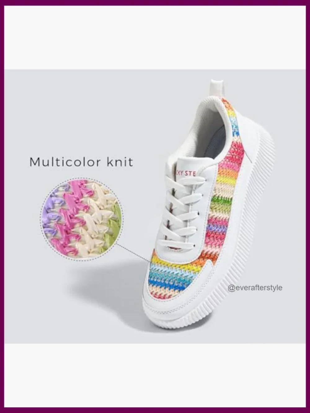 Platform Sneakers Rhinestone Fashion Chunky Casual Sparkly Retro Braided